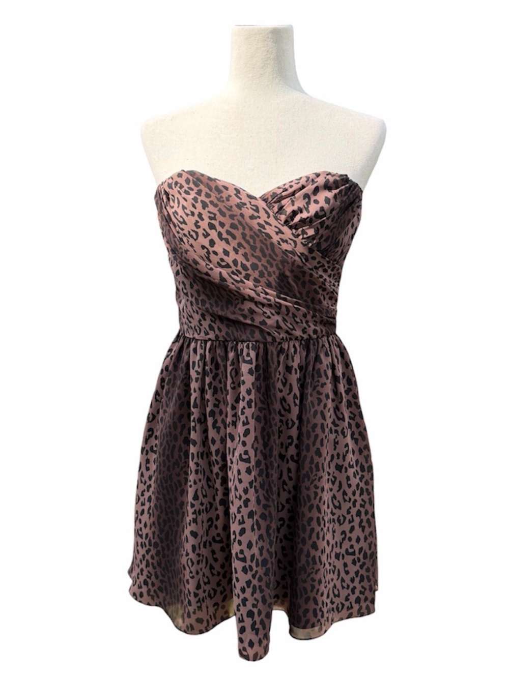 Jay Godfrey Strapless Leopard Cheetah Print sweetheart neckline skater Dress 6